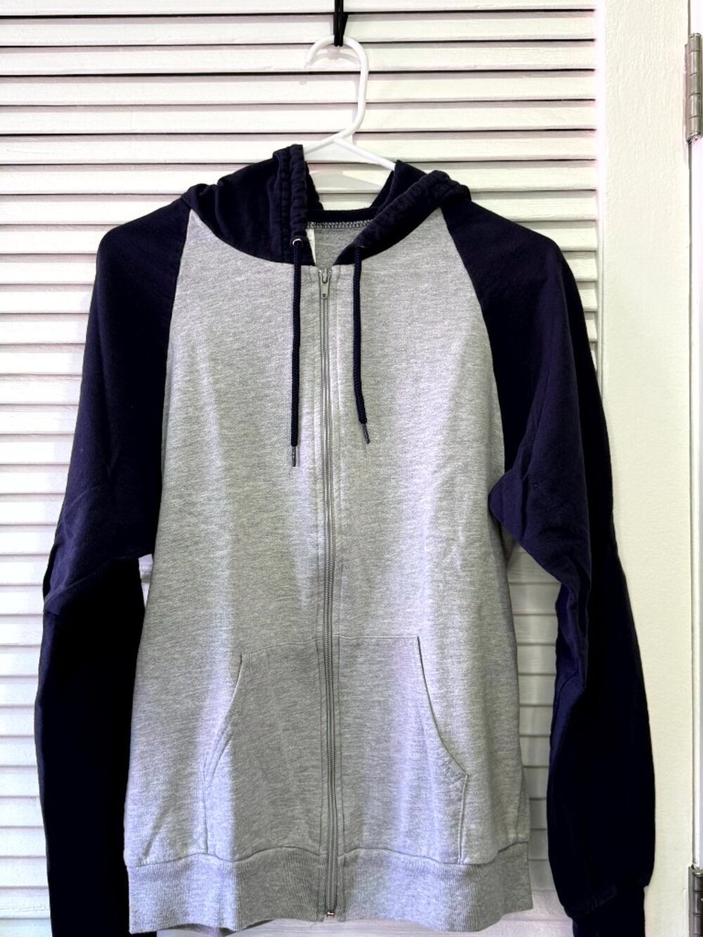 American Apparel Cotton Fleece Raglan Sleeve Hoodie Medium Navy